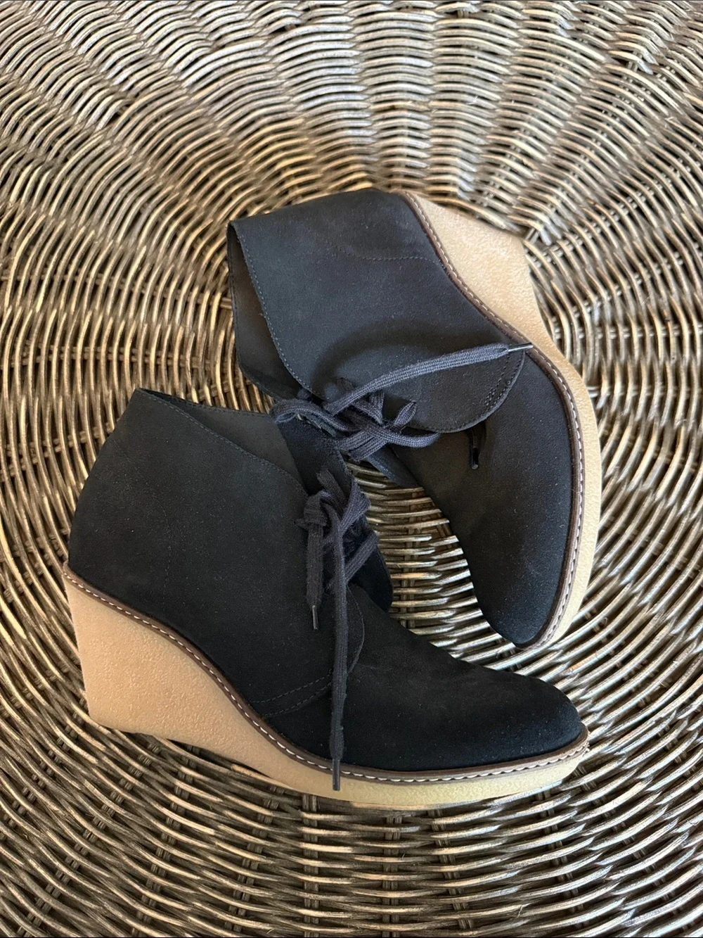 J. Crew Black Suede Lace-Up Ankle Booties